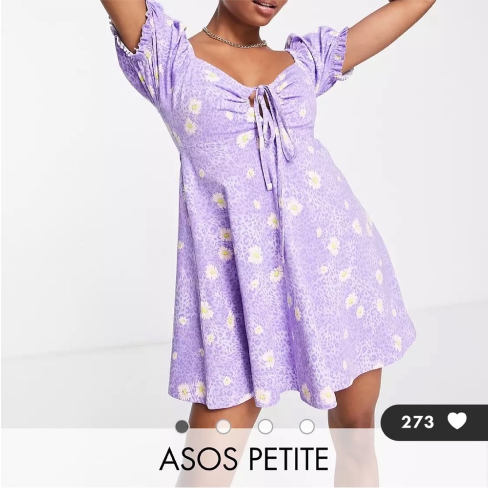 ASOS Lilac Floral Tie-Front Dress - Picture 6 of 9